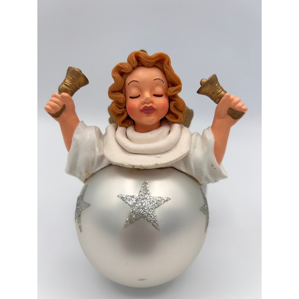 Dept 56 Noel Christmas Ornament White Good Angel with Bells Star